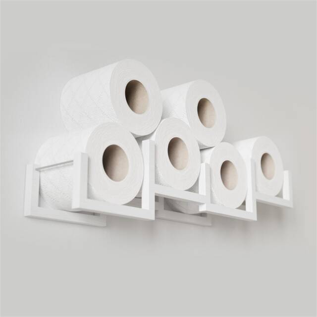 Wall Mount Toilet Paper Holder, Wood Tp Floating Storage Shelf For Multiple Rolls Tissue, Hanging Wooden Restroom Loo Roll Rack Brick - image 1