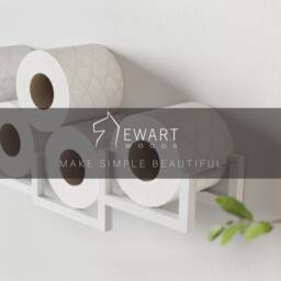 Wall Mount Toilet Paper Holder, Wood Tp Floating Storage Shelf For Multiple Rolls Tissue, Hanging Wooden Restroom Loo Roll Rack Brick - thumbnail 4