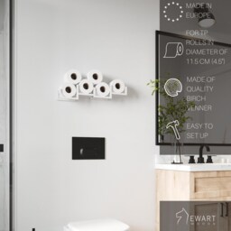 Wall Mount Toilet Paper Holder, Wood Tp Floating Storage Shelf For Multiple Rolls Tissue, Hanging Wooden Restroom Loo Roll Rack Brick - thumbnail 2