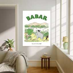 Babar The Elephant Nursery Wall Art, Retro Kids Decor Quote, Art Genre Neutral, Baby Illustration Print, Print - thumbnail 2