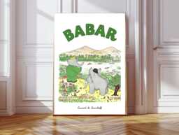 Babar The Elephant Nursery Wall Art, Retro Kids Decor Quote, Art Genre Neutral, Baby Illustration Print, Print - thumbnail 1