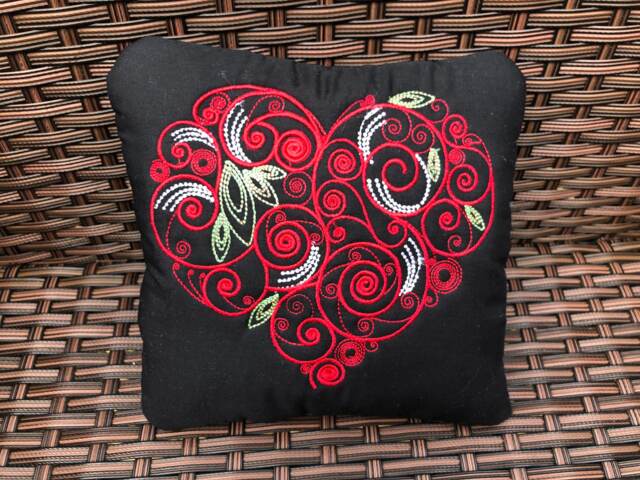 Valentines Pillow, Floral Heart Cushion, Decorative Valentine's Gift, Mother's Day Gift - image 1