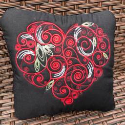 Valentines Pillow, Floral Heart Cushion, Decorative Valentine's Gift, Mother's Day Gift - thumbnail 3