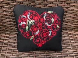 Valentines Pillow, Floral Heart Cushion, Decorative Valentine's Gift, Mother's Day Gift - thumbnail 1