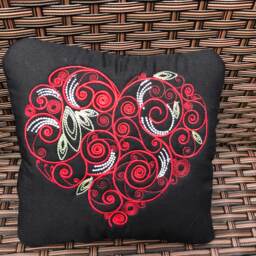 Valentines Pillow, Floral Heart Cushion, Decorative Valentine's Gift, Mother's Day Gift - thumbnail 2