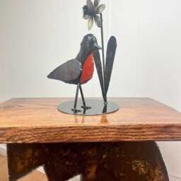 Ornithology Art Tabletop Metal Sculpture Robin For Birders - thumbnail 3