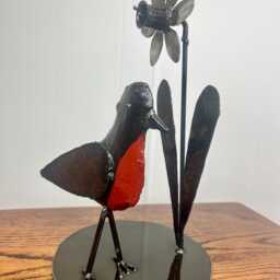 Ornithology Art Tabletop Metal Sculpture Robin For Birders - thumbnail 4