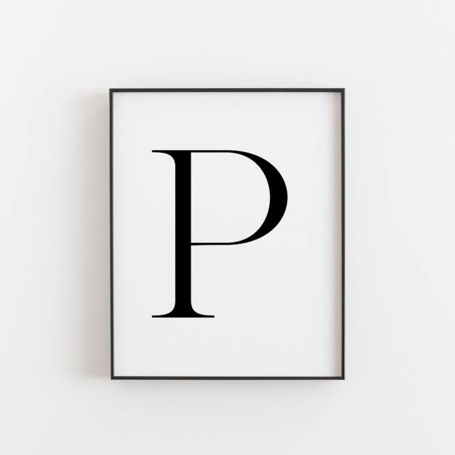 Letter P Wall Decor, Print, Poster, Art, Sign, Real Foil, Nursery Initial - image 1