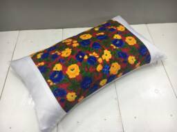 Floral Ikat Pillow Cover, Handwoven Silk Cushion - 12x20 - thumbnail 1