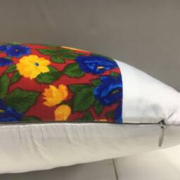 Floral Ikat Pillow Cover, Handwoven Silk Cushion - 12x20 - thumbnail 4
