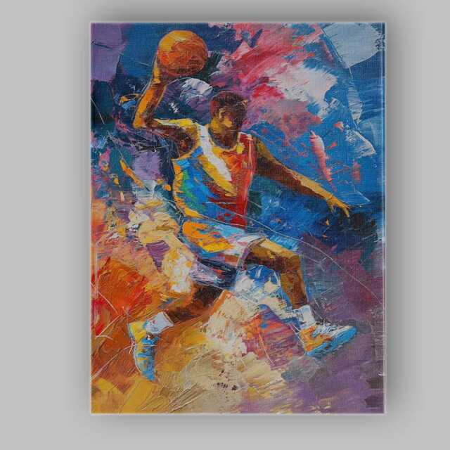 Dynamic Basketball Player Abstract Sports Action Painting Canvas Wall Art Print Decor Picture Ready To Hang - image 1
