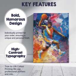 Dynamic Basketball Player Abstract Sports Action Painting Canvas Wall Art Print Decor Picture Ready To Hang - thumbnail 2