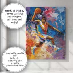 Dynamic Basketball Player Abstract Sports Action Painting Canvas Wall Art Print Decor Picture Ready To Hang - thumbnail 3