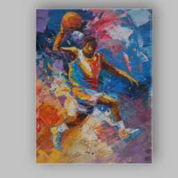 Dynamic Basketball Player Abstract Sports Action Painting Canvas Wall Art Print Decor Picture Ready To Hang - thumbnail 1