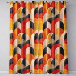 Arch Landscape Abstract Shapes Pattern Seamless Readymade Eyelet Ring Top Thermal 100% Blackout Curtains - thumbnail 2