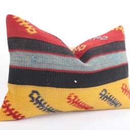 16x24 Kilim Lumbar Pillow Cover Turkish Wool Cushion - thumbnail 3