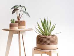 "Large Indoor Planter 8"" 10"" Beige Sand Color - Floor ""Apple"