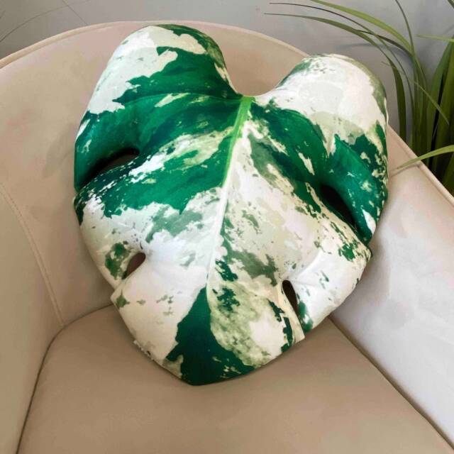 Variegated Monstera Leaf Pillow, Unique Plant Lover Gift - image 1