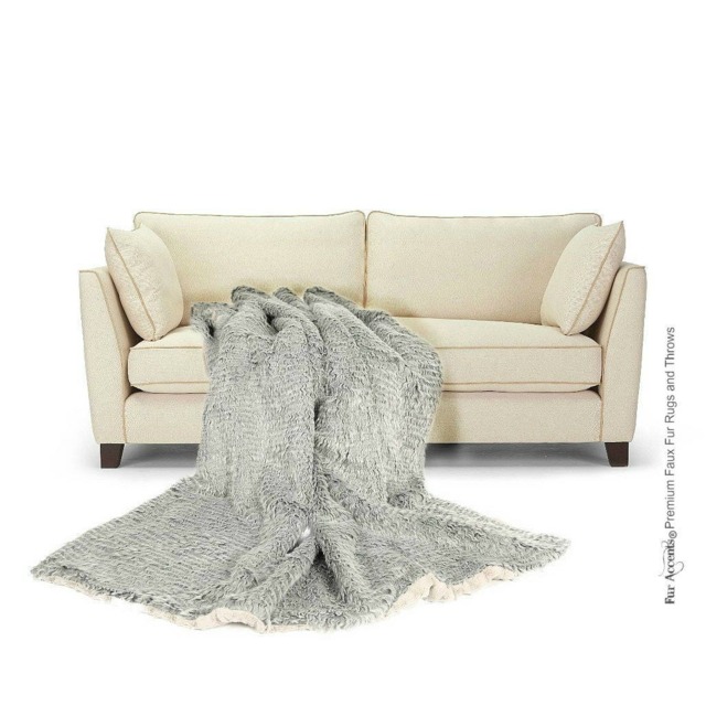 Gray Wavy Sheepskin Faux Fur Throw Blanket - Minky Lining, Handmade Usa - image 1