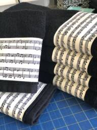 Black Cotton Music Staff Towel August Ave Bathroom Decor - thumbnail 1