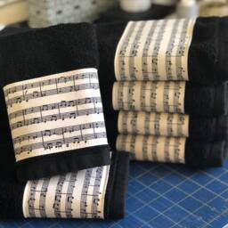 Black Cotton Music Staff Towel August Ave Bathroom Decor - thumbnail 2
