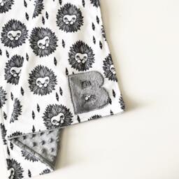 Lion Lovey Monochrome Minky Baby Blanket