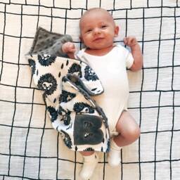 Lion Lovey Monochrome Minky Baby Blanket - thumbnail 2