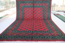 7x10 Red Area Rug, Afghan Tribal Bukhara Hand Knotted Wool Traditional Turkmen Oriental Living Room Rug For Bedroom