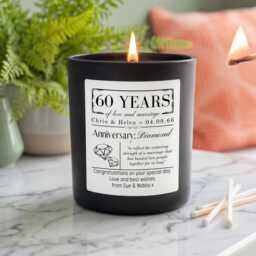 Personalised 60Th Diamond Wedding Anniversary Candle - Custom Names & Date Gift Vegan Soy Wax 60 Years Married Present - thumbnail 1