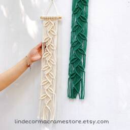 Macrame Leaf Wall Hanging Boho Woodland Decor - thumbnail 2
