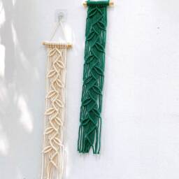 Macrame Leaf Wall Hanging Boho Woodland Decor - thumbnail 4