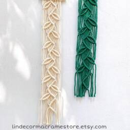 Macrame Leaf Wall Hanging Boho Woodland Decor - thumbnail 3