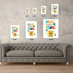 Hang Your Towel Art For Children. Poster. Colorful Home. Kids Bathroom Wall Decor. Unframed - thumbnail 3