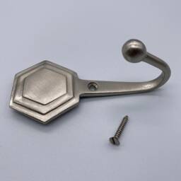 2 X Luxurious Large Matte Nickel Contemporary Curtain Tie Back Hooks With Screws - thumbnail 3