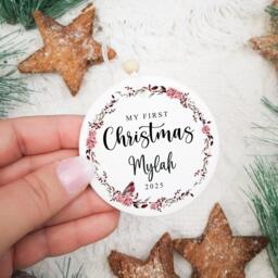 Personalised My First Christmas Tree Decoration, First Keepsake, Ceramic Bauble, New Baby, 1St Xmas Gift Style4 - thumbnail 1