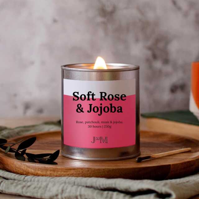 Soft Rose & Jojoba Wood Wick Candle, Crackle Candle Floral Scent - image 1