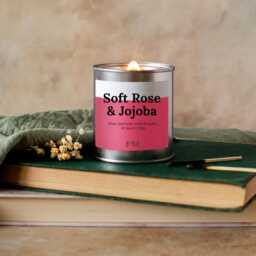Soft Rose & Jojoba Wood Wick Candle, Crackle Candle Floral Scent - thumbnail 2
