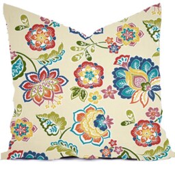 Custom Outdoor Indoor Pillow Cover Sizes Include 16x16, 18x18 - Shades Of Coral Blue Aqua Navy Modern Geometric Print Tribal Floral - thumbnail 3