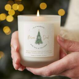 Personalised Christmas Candle Gift For Parents Snowy Tree Scented Soy Wax - thumbnail 1