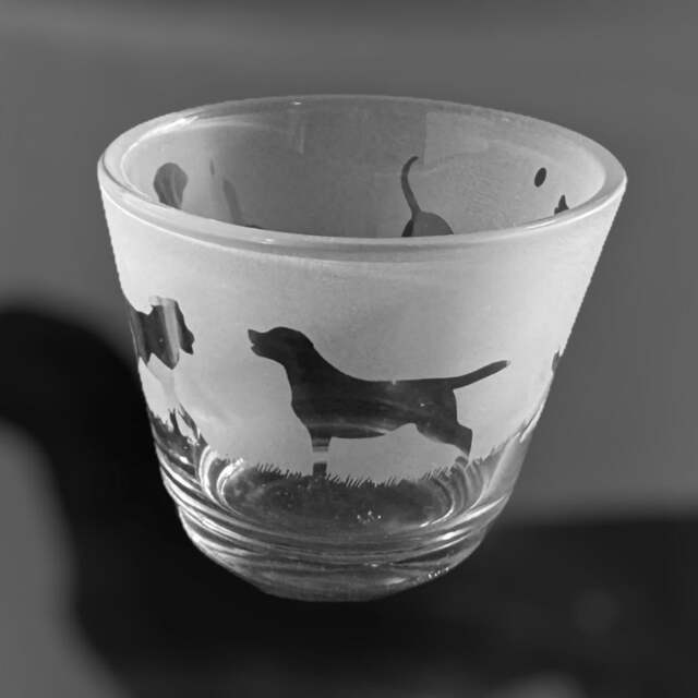 Labrador Tealight Holder - Rustic Glass Tea Light Holder With Labrador Retriever Frieze Design - image 1