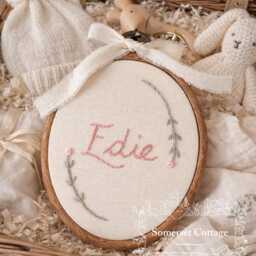 Personalized Name Sign Rose Leaves, Whimsical Nursery Decor. Custom Baby Gift - thumbnail 2