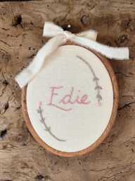 Personalized Name Sign Rose Leaves, Whimsical Nursery Decor. Custom Baby Gift - thumbnail 1