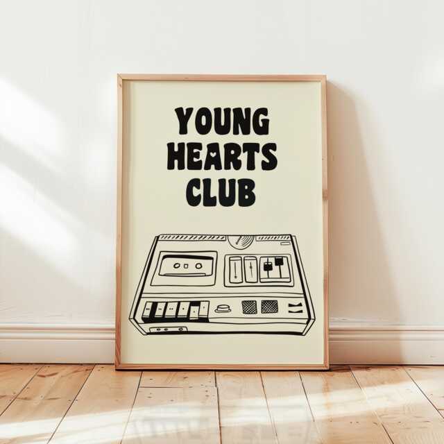 Retro Music Poster, Cassette Player Print Vintage Style Art - image 1