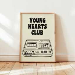 Retro Music Poster, Cassette Player Print Vintage Style Art - thumbnail 1