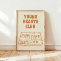 Retro Music Poster, Cassette Player Print Vintage Style Art - thumbnail 2