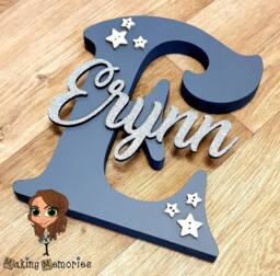 Freestanding Wooden Script Name Letter Personalised Decor Bedroom Nursery Gift New Baby Plaque Keepsake - thumbnail 1