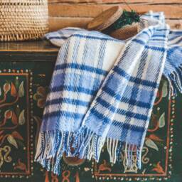 "New Zealand Wool Blanket Plaid Throw With Fringes - 51"" X 83" - thumbnail 3