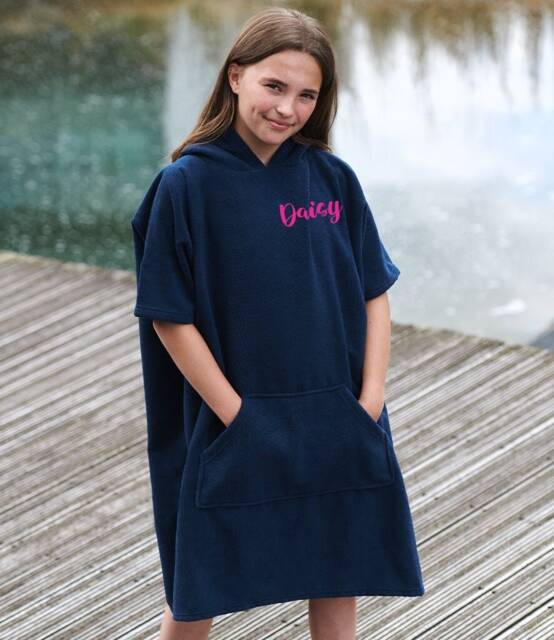 Personalized Kids Microfiber Beach Poncho - Holiday Swim Towel - image 1