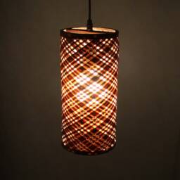 "Handwoven Bamboo Pendant Light Farmhouse Chandelier - 5.5"" X 11.8" - thumbnail 2