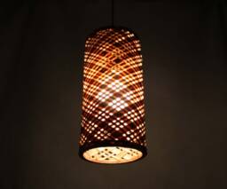 "Handwoven Bamboo Pendant Light Farmhouse Chandelier - 5.5"" X 11.8"